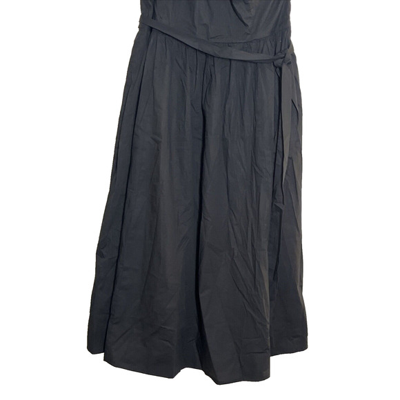 J Crew One Shoulder Midi Dress Size 14 Black Ruffle Trim Tie Waist Classic - Picture 5 of 11